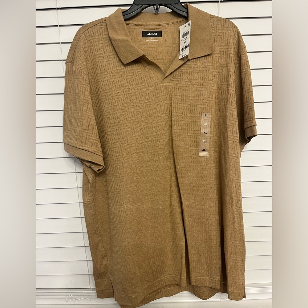Alfani Men's Beige Casual Button Down Shirt